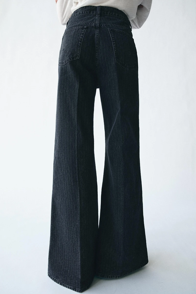 ZW COLLECTION HIGH-WAIST STRIPED FLARE JEANS