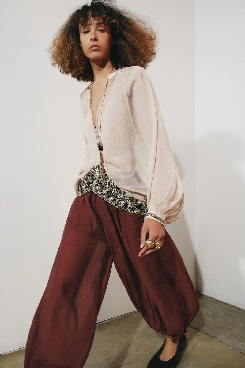 ZW COLLECTION TIE WAIST BALLOON PANTS