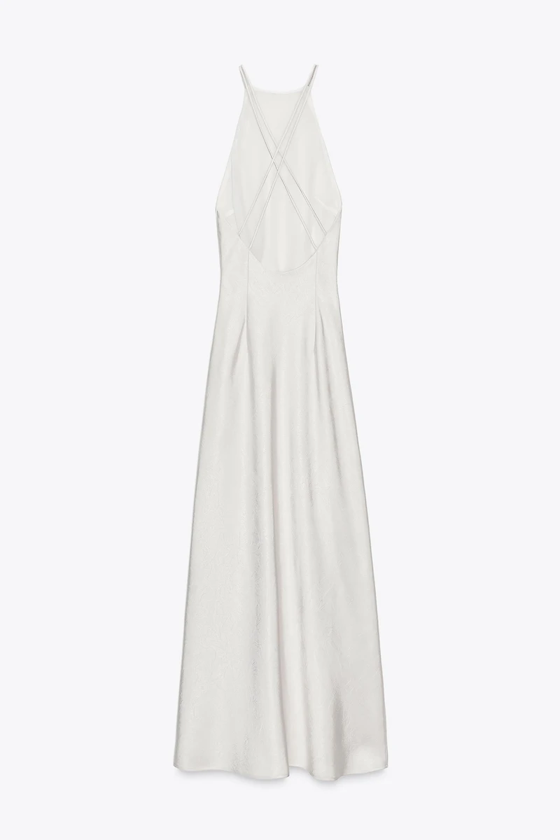 OPEN BACK SATIN EFFECT MIDI DRESS