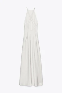 OPEN BACK SATIN EFFECT MIDI DRESS