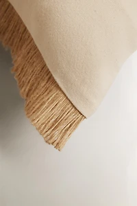 FRINGED JUTE THROW PILLOW COVER