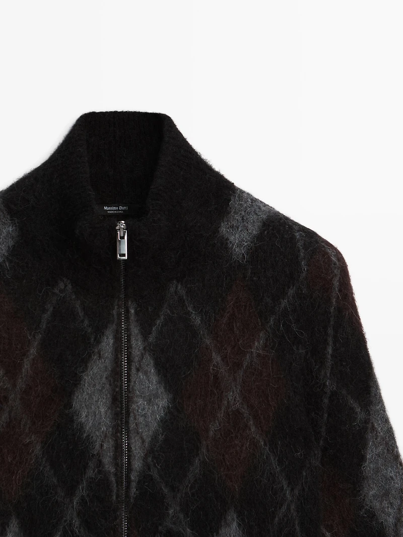 Wool and alpaca argyle cardigan