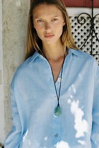 100% LINEN SHIRT WITH MIXED BUTTONS