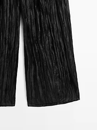 Creased pleated-effect wide-leg trousers