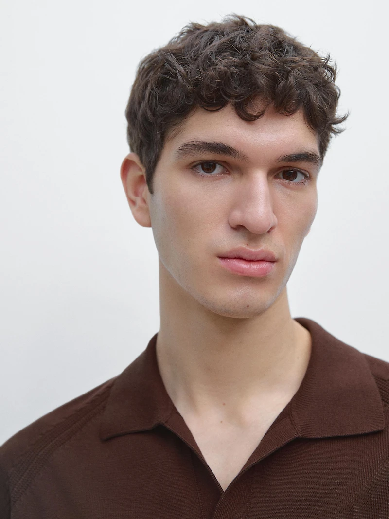 Short sleeve cotton knit polo shirt