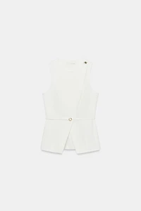 GILET Z1975 CROISÉ EN DENIM AVEC CEINTURE