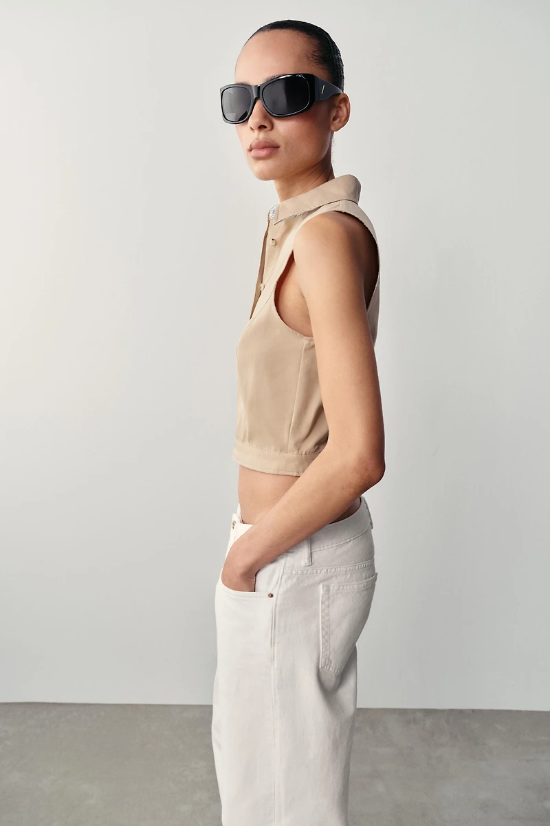CONTRAST TRIM SHIRT TOP