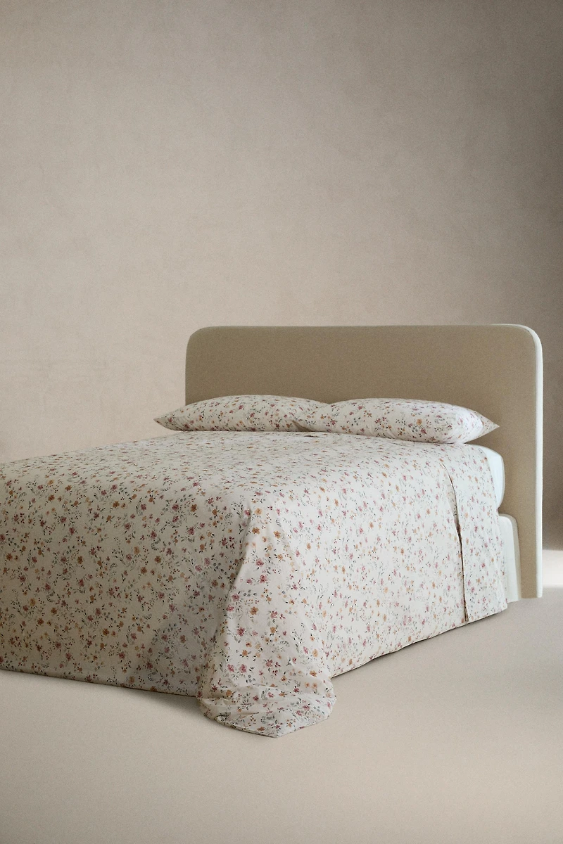 FLORAL COTTON PERCALE DUVET COVER (200 THREAD COUNT)