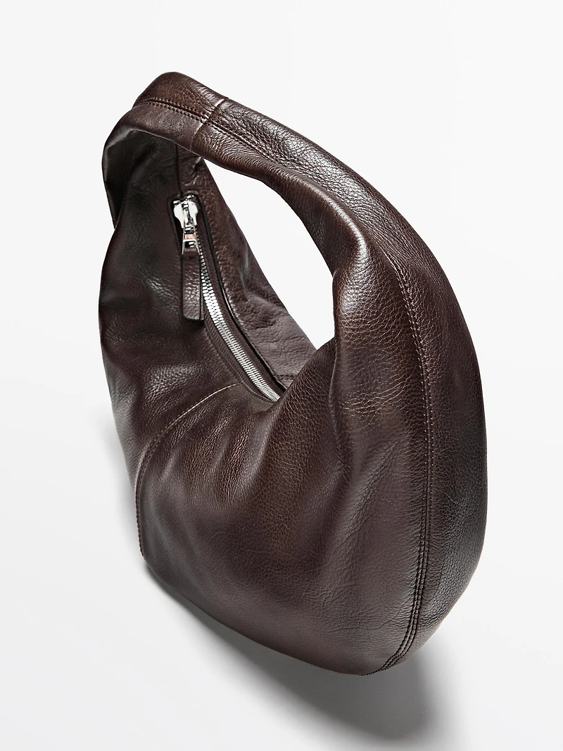 Medium nappa leather half-moon bag