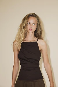 OPEN-BACK PLEATED TOP