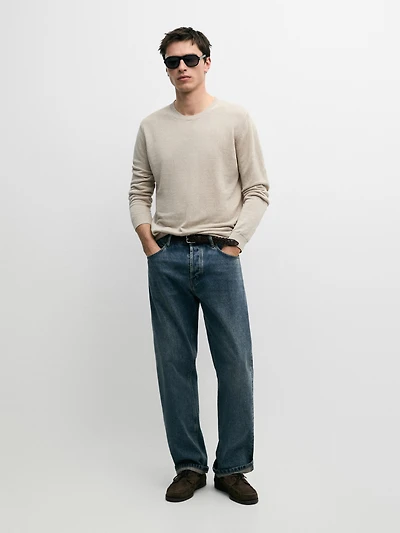 Pull en maille 100 % lin à col rond