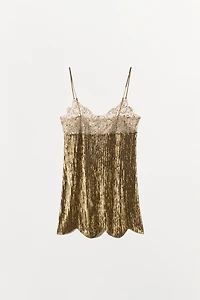SEQUIN LACE MINI DRESS