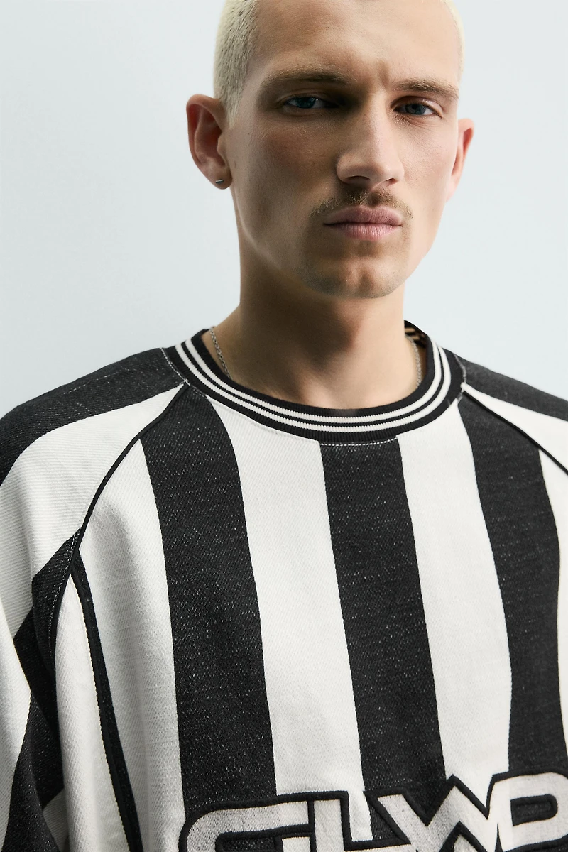 JACQUARD STRIPED TEXTURED T-SHIRT