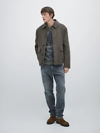 Short wool blend coat with padded lining