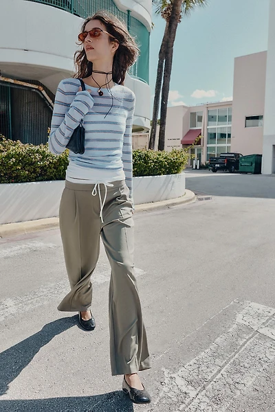 WIDE LEG PANTS WITH DOUBLE WAISTBAND