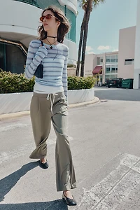 WIDE LEG PANTS WITH DOUBLE WAISTBAND