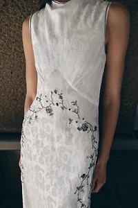SEQUIN BEADED JACQUARD DRESS