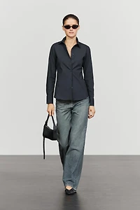 Cotton blend poplin shirt