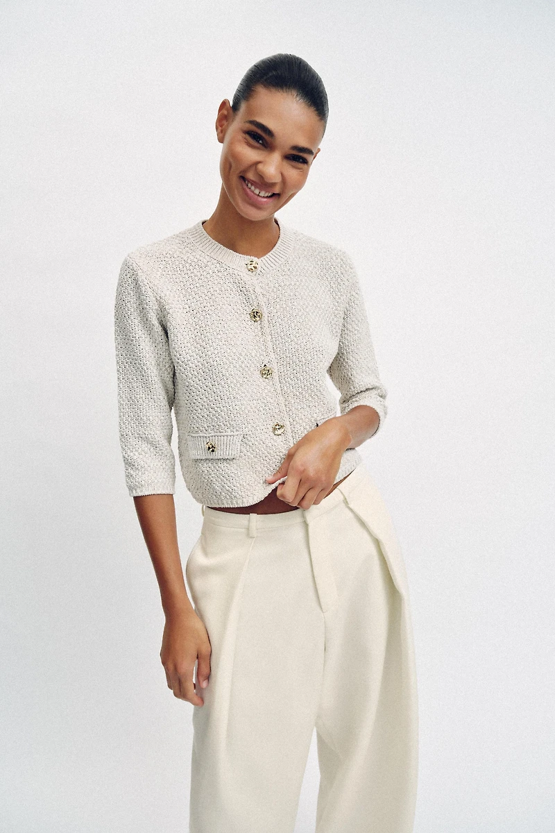 GILET EN MAILLE MANCHES 3/4