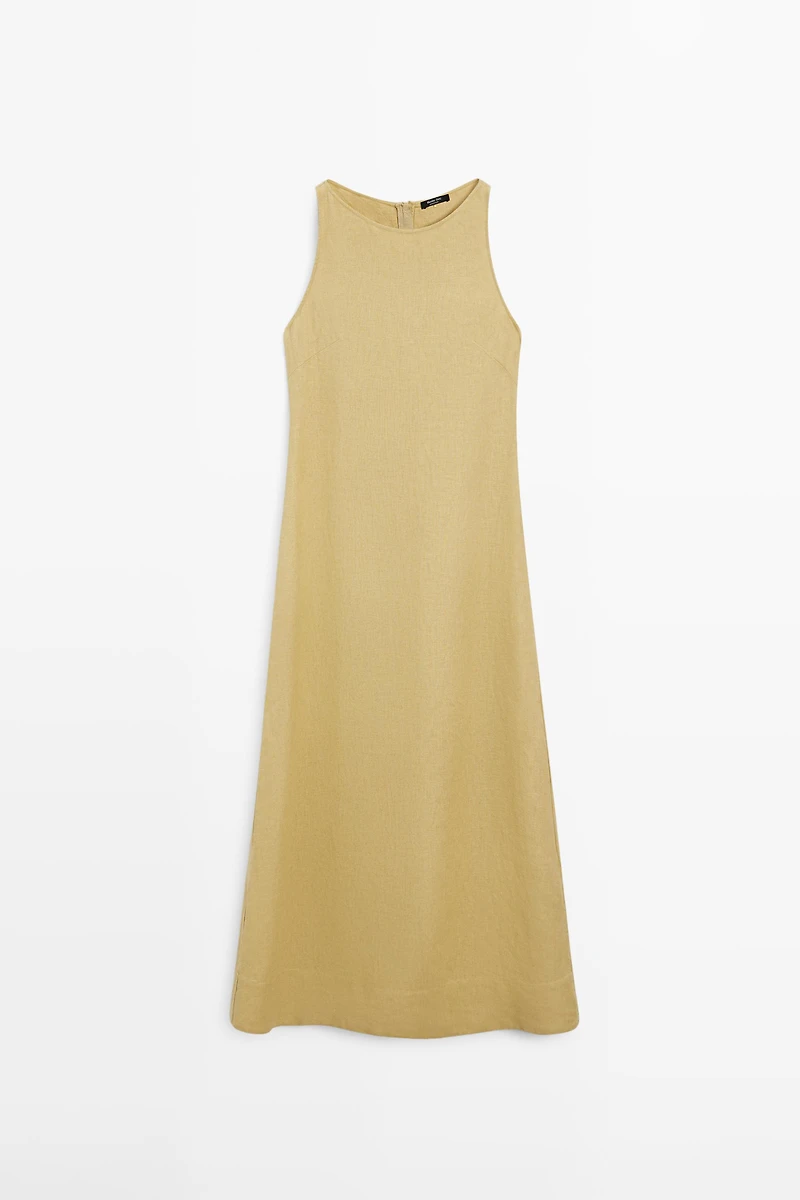 Linen halter midi dress