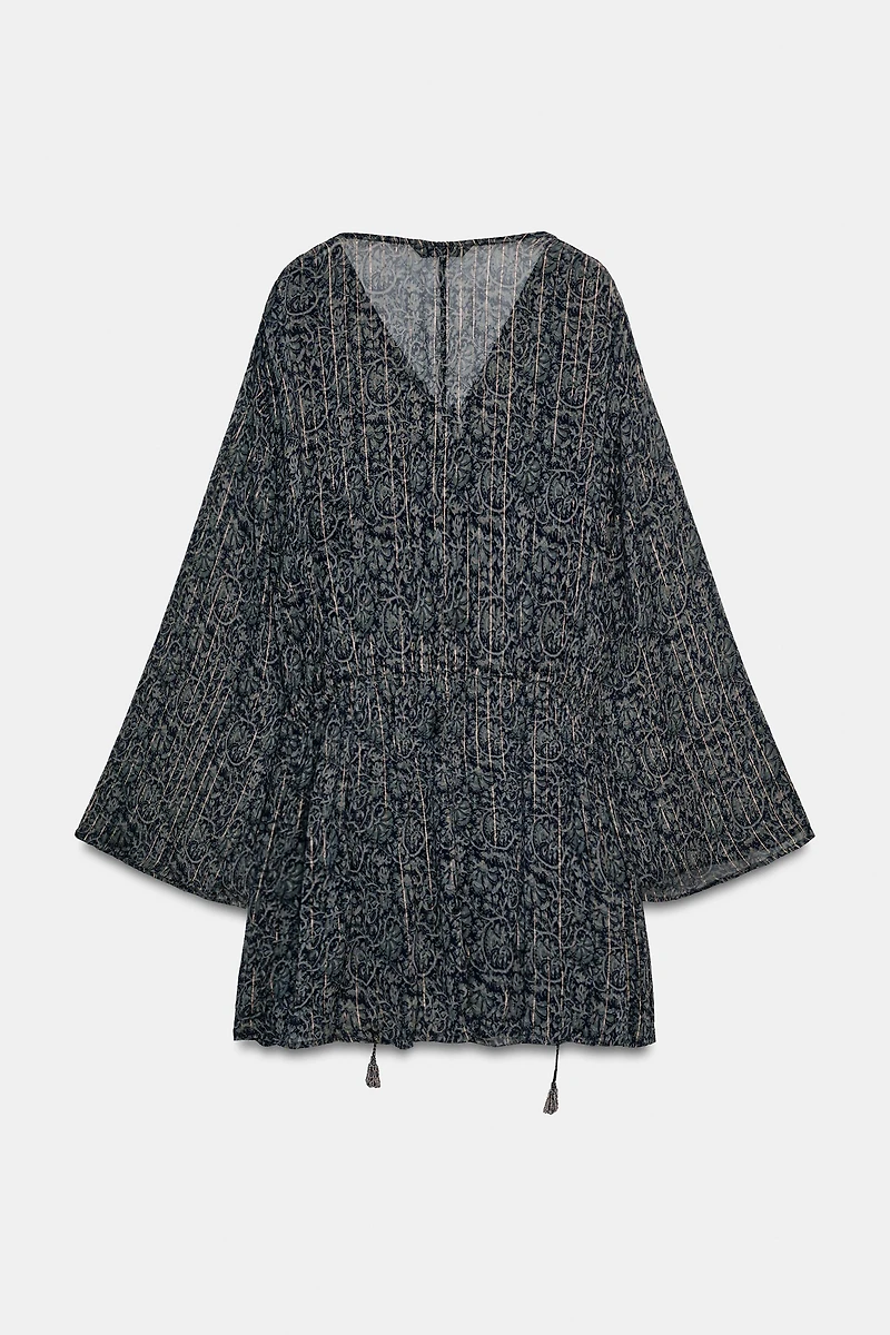 METALLIC THREAD PRINT DRESS