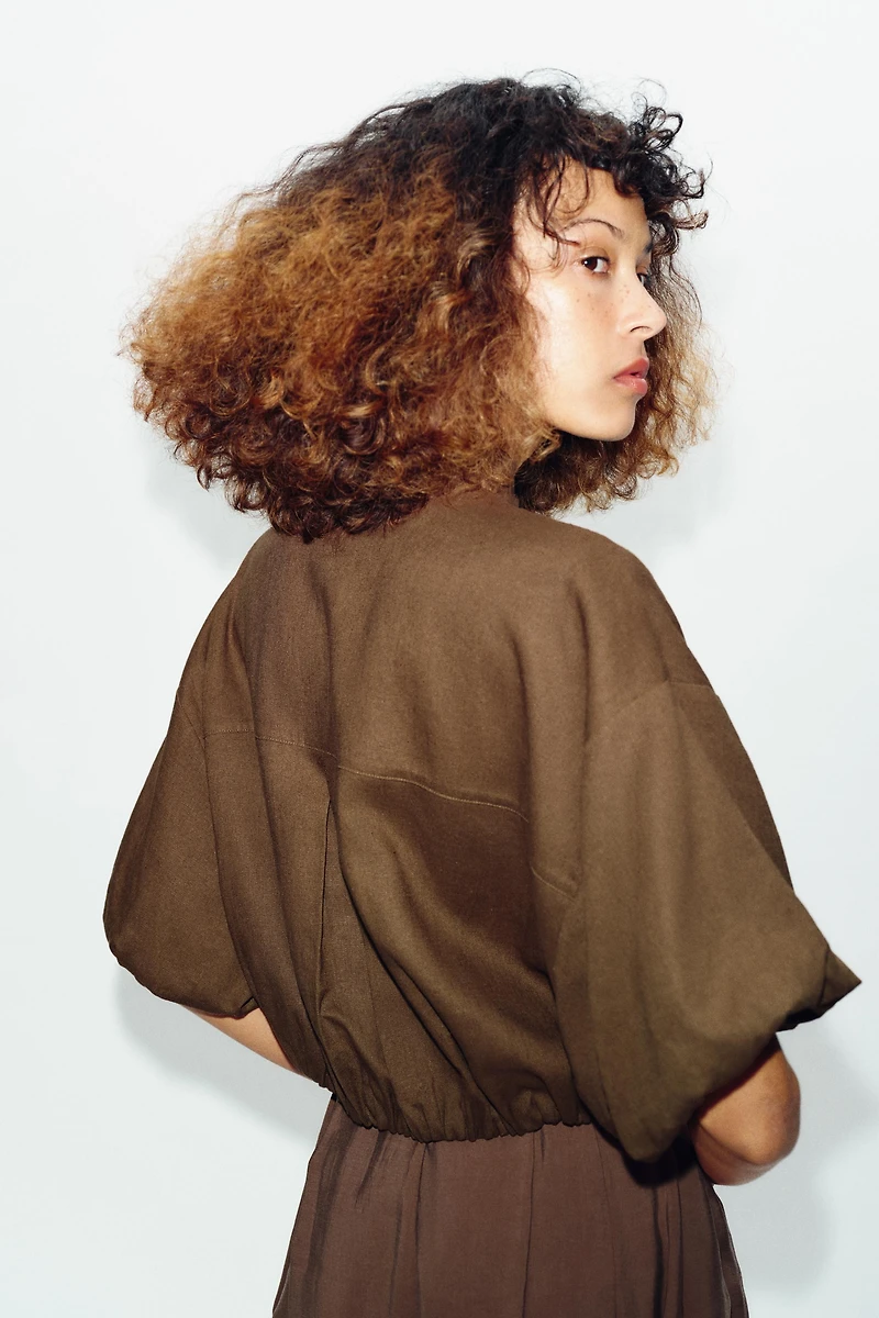 LINEN BLEND BALLOON SHIRT