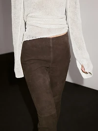 Leggings en cuir finition daim