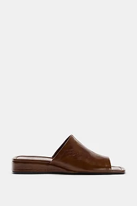 LEATHER WEDGE MULES