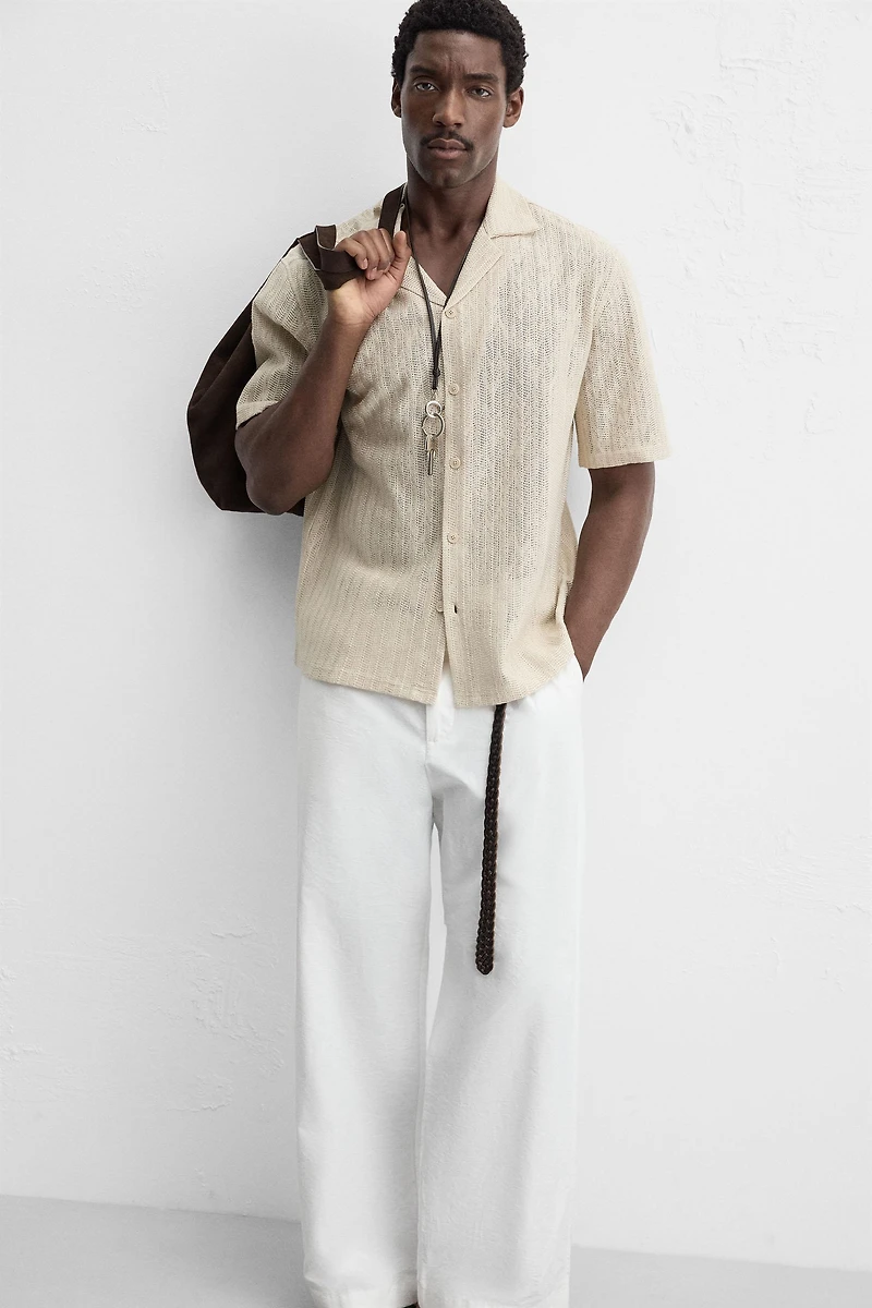 OPEN WEAVE HERRINGBONE SHIRT