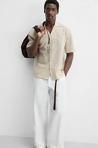 OPEN WEAVE HERRINGBONE SHIRT