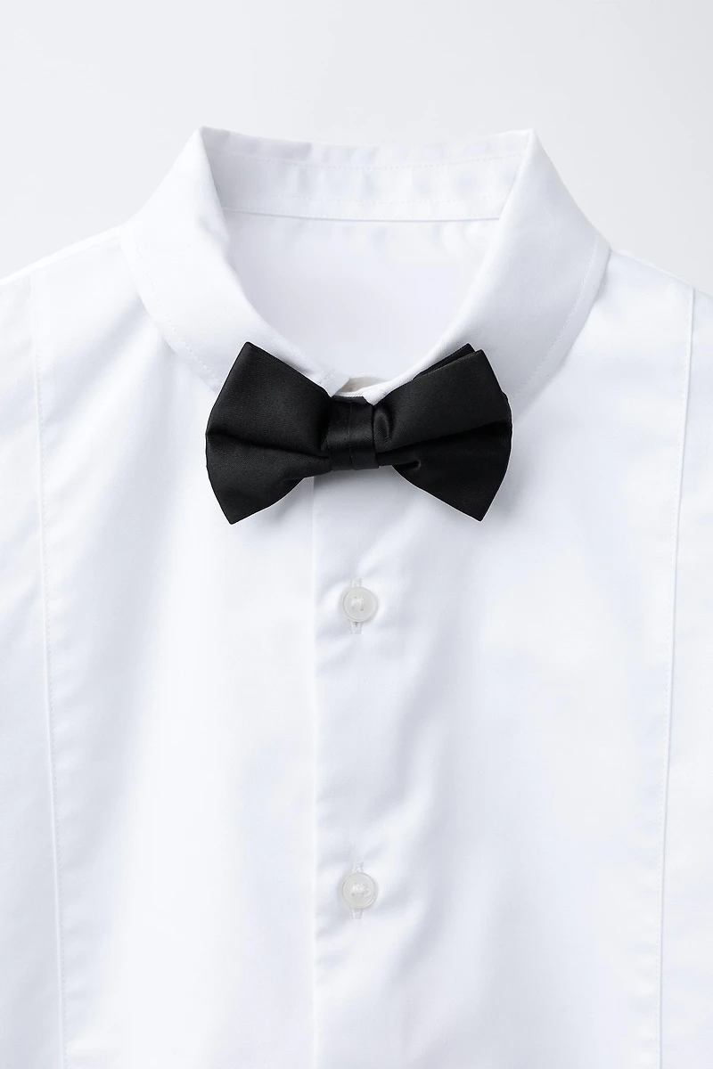 DETACHABLE SATIN BOW TIE SHIRT