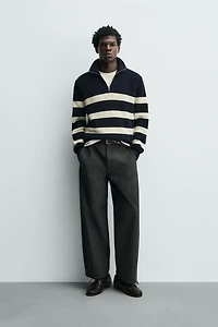 QUARTER-ZIP PURL KNIT SWEATER