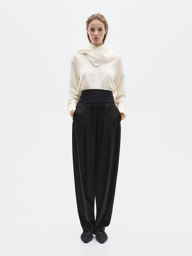 Silk blend blouse with tie detail - LIMITED