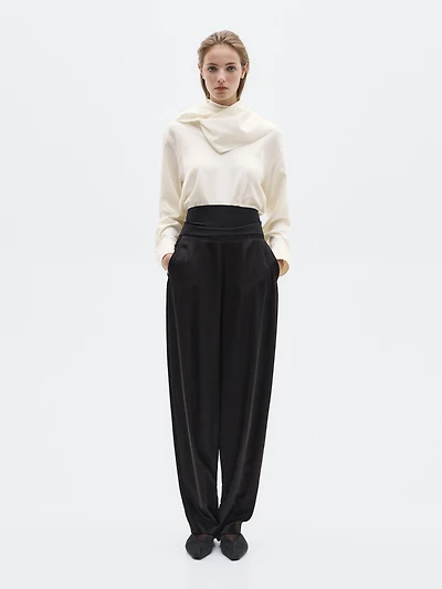 Silk blend blouse with tie detail - LIMITED