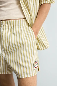 STRIPED EMBROIDERED SHORTS