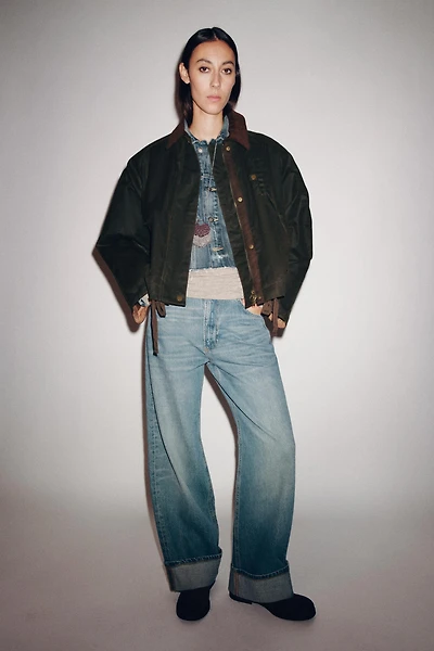 CONTRAST COLLAR WAXED JACKET ZW COLLECTION