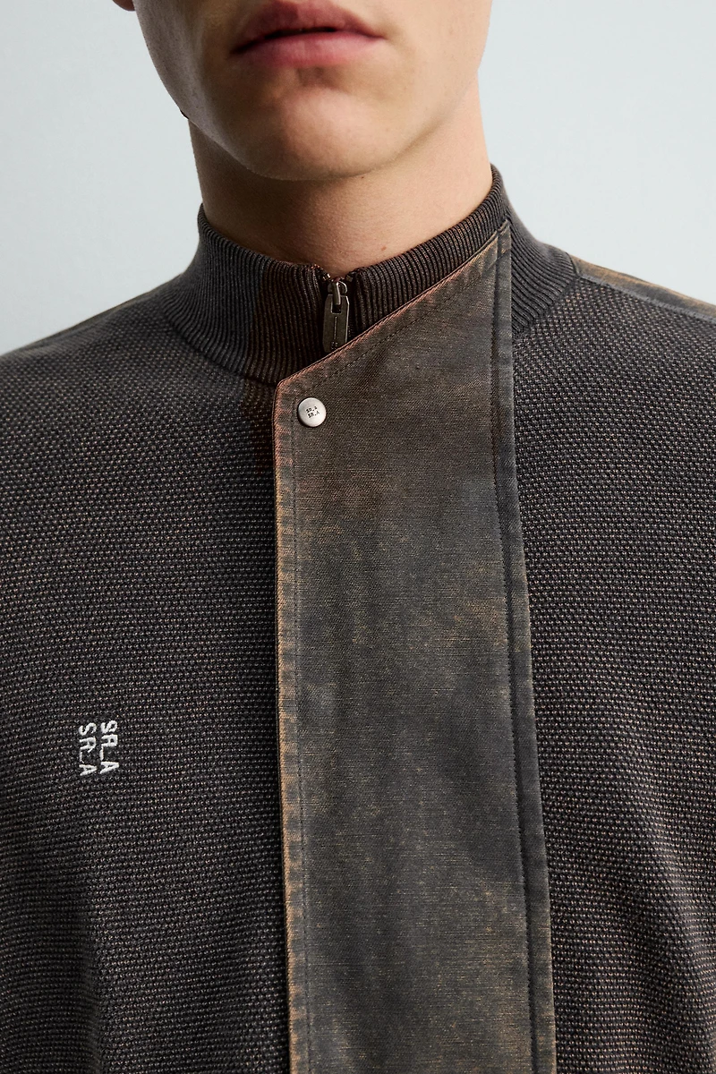 WASHED BANDED KNIT CARDIGAN X SR_A