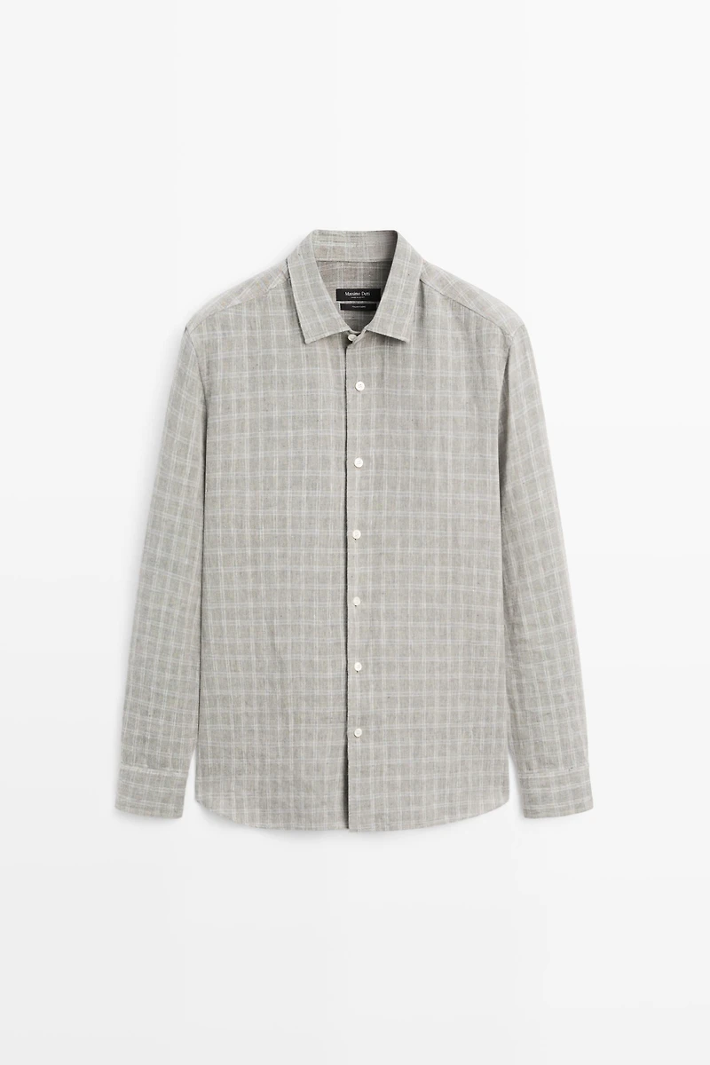 100% linen check shirt