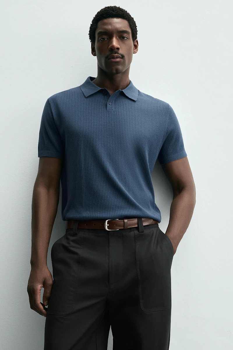 RIB KNIT POLO SHIRT