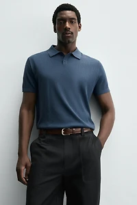 RIB KNIT POLO SHIRT