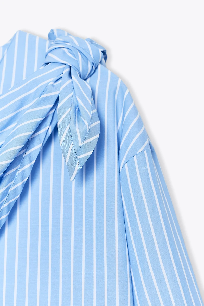 ZW COLLECTION STRIPED MULTI-POSITION SCARF SHIRT
