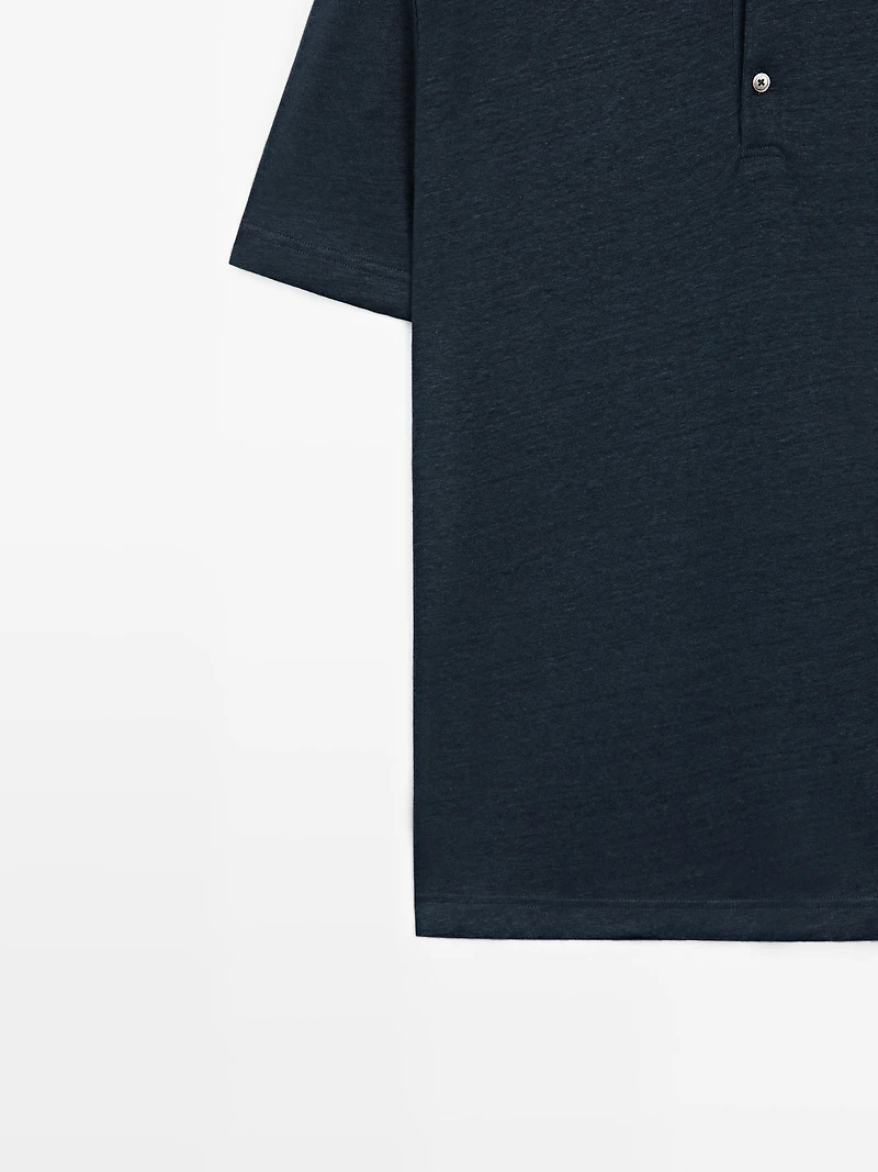 100% linen short sleeve polo shirt