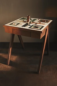 TABLE D'APPOINT PLATEAU PARCHIS MARBRE