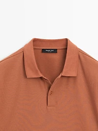 Textured cotton knit polo shirt