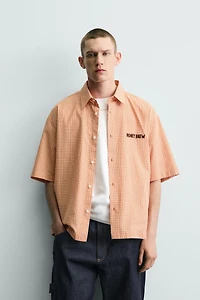 CONTRASTING EMBROIDERED PLAID SHIRT