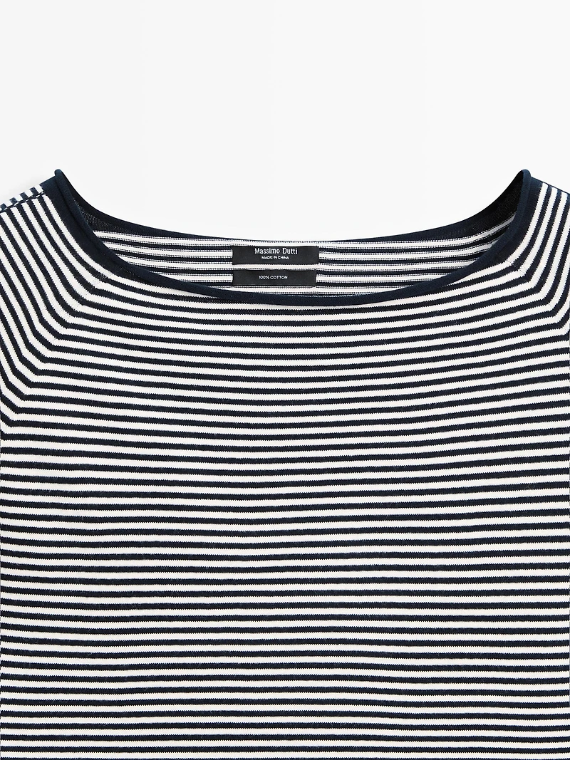 100% cotton striped knit sweater