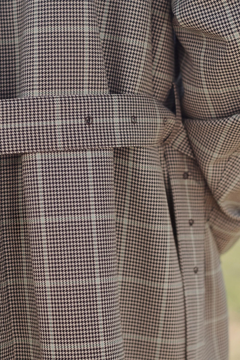 LIMITED EDITION PLAID AND LEATHER TRENCH COAT