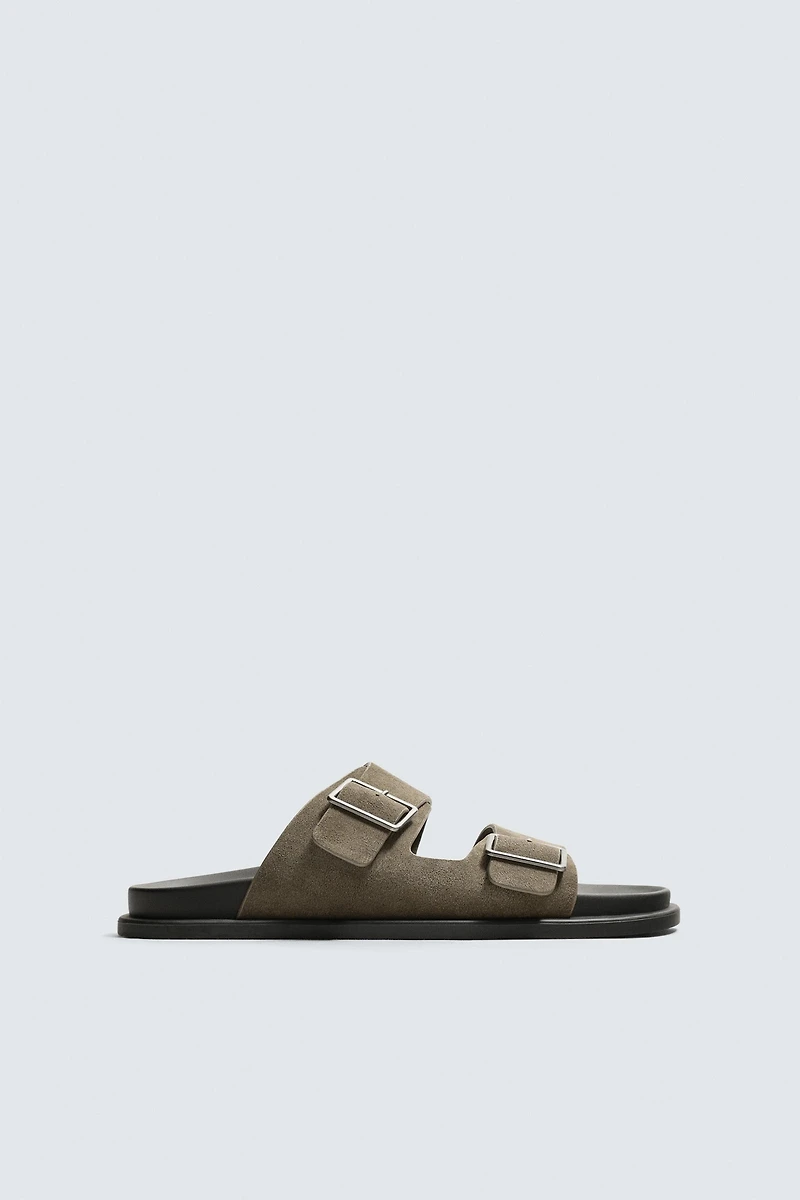 DOUBLE STRAP LEATHER SANDALS