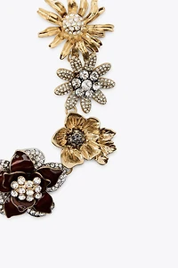 FLOWER JEWEL GLITTER NECKLACE