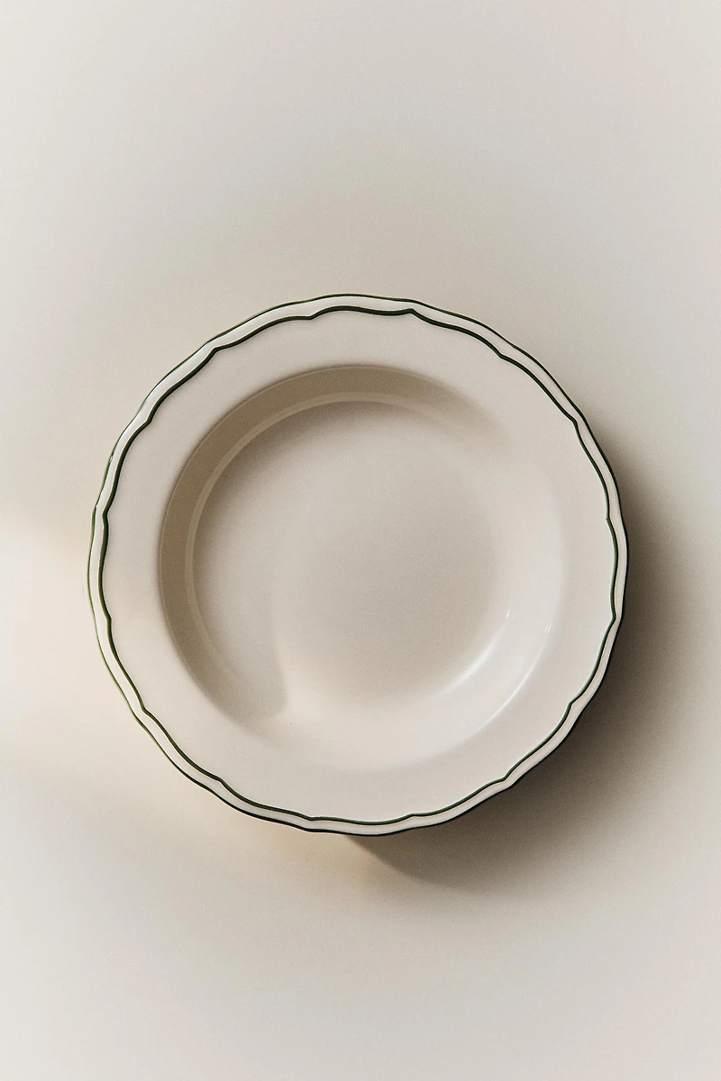 ASSIETTE CREUSE FAÏENCE FILET CONTRASTÉ